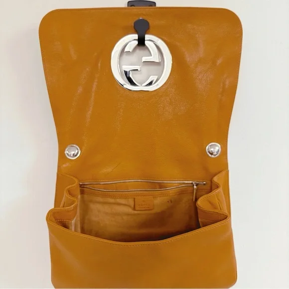 Gucci Tom Ford Blondie RARE Orange GG Logo Monogram Medium Satchel Flap Bag - Picture 8 of 11